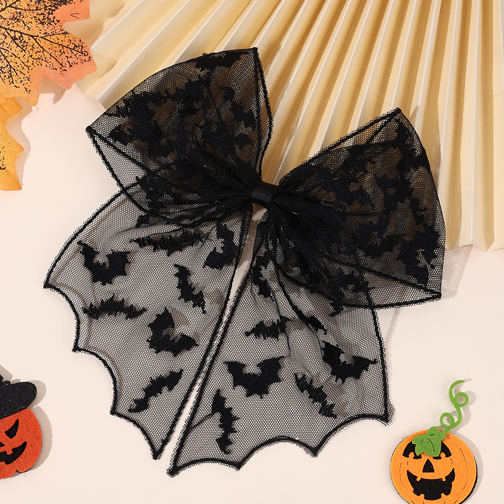 Embroidery Gothic - Halloween Bat Bow Hair Clips Bat