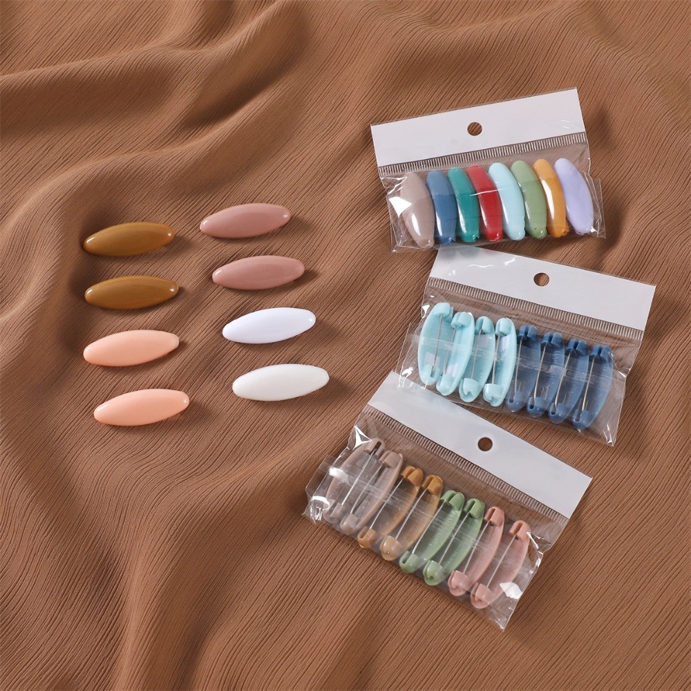 Embroidery Hijab - 8Pcs/Set High Quality Solid Color Plastic