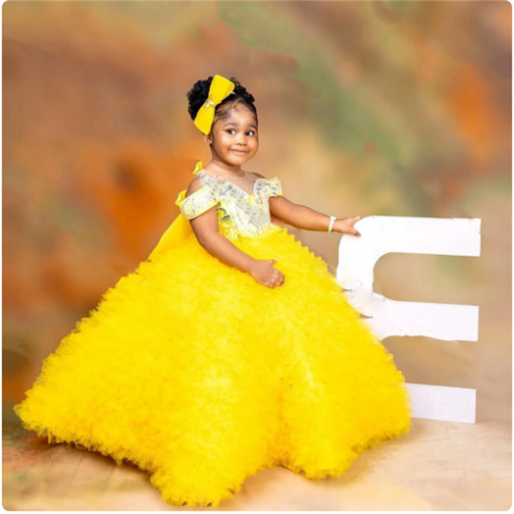 Embroidery Yellow Dress - Lovely Yellow Flower Girls Dress Tulle