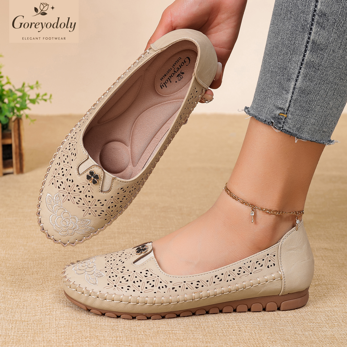 Embroidery Design Free - Goreyodoly women loafers floral embroidery hollow