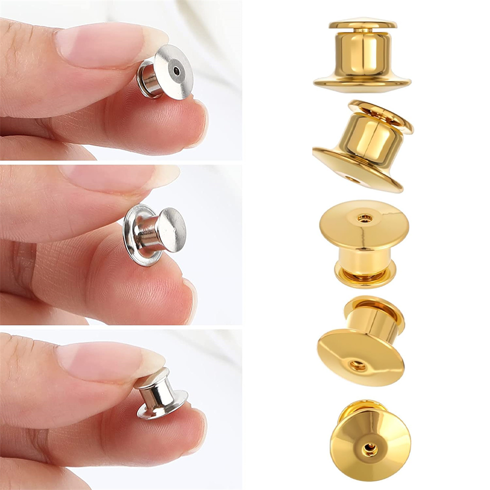 Embroidery Simple - 100Pcs Black Metal Locking Pin Backs