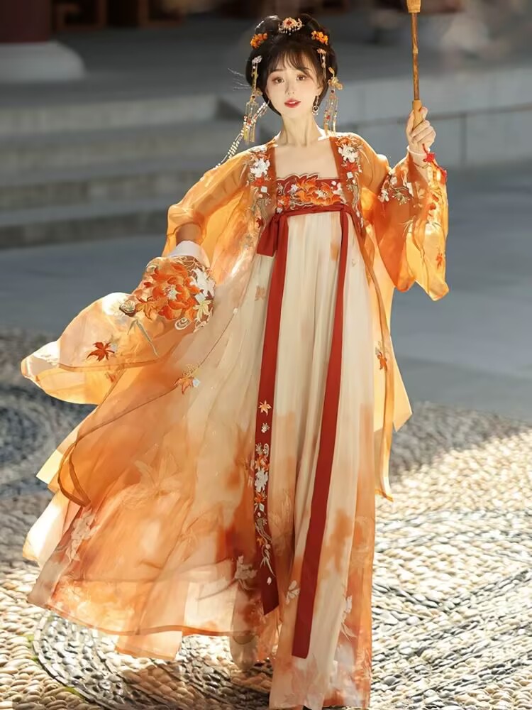 Embroidery Yellow Dress - Chinese Hanfu Dress Women Halloween Carnival