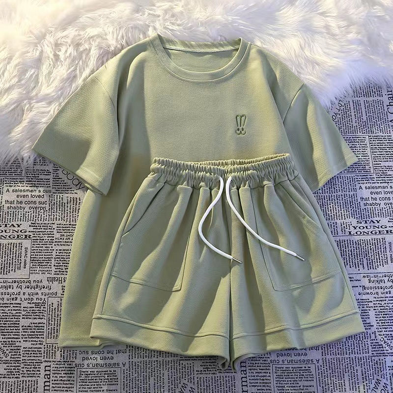 Embroidery Uniform - Women Short Sleeve Shorts Sports Casual