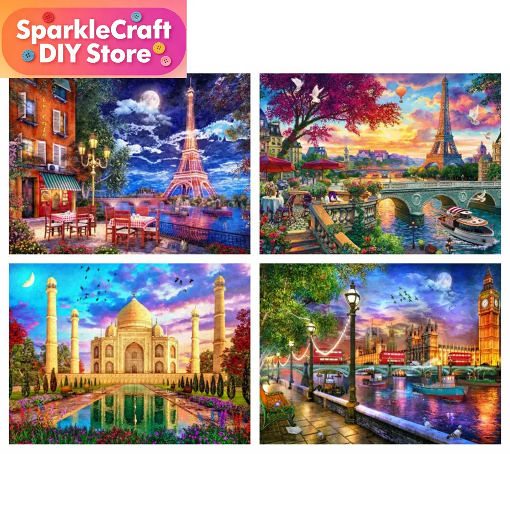 Embroidery House - 1pc frameless diamond painting city street