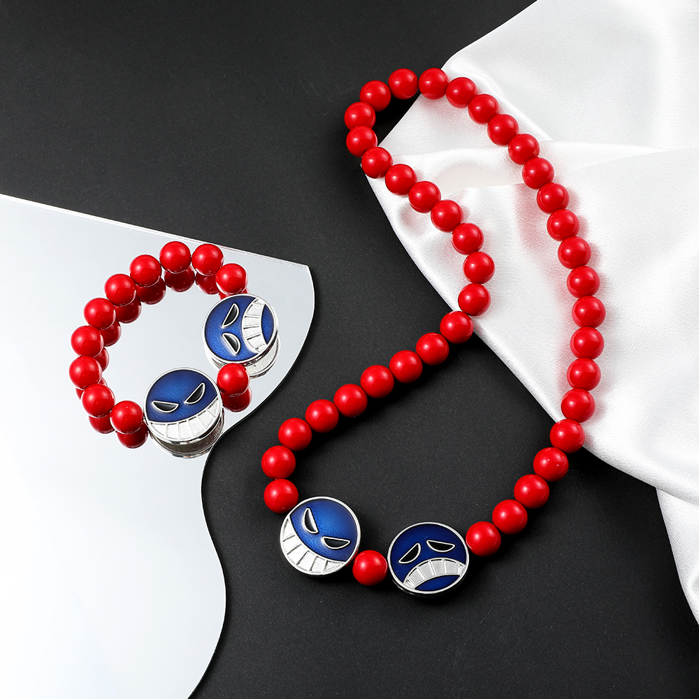 Anime Red Beads Face Bracelet  - Embroidery Illustration avis et prix