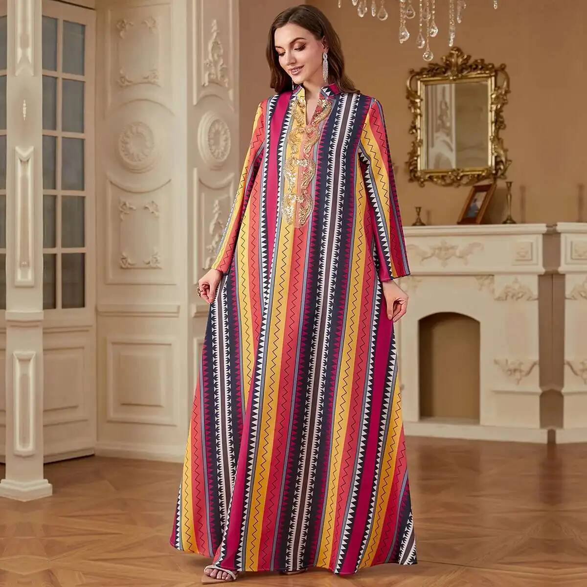 4264 Dubai Muslim Abaya New Fa - Embroidery Yellow Dress avis et prix