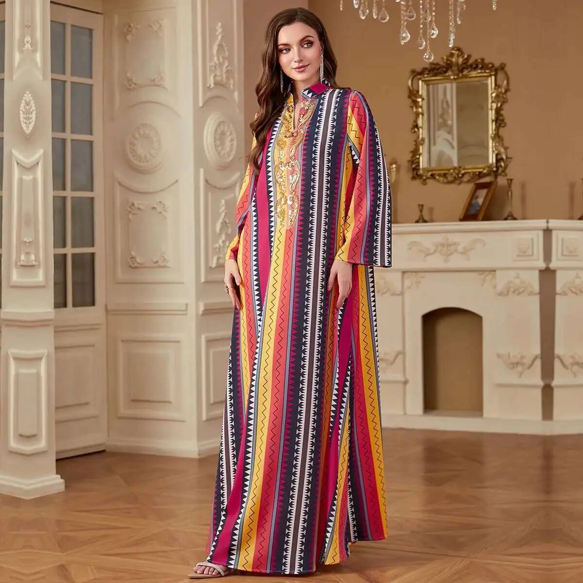 4264 Dubai Muslim Abaya New Fa - Embroidery Yellow Dress avis et prix