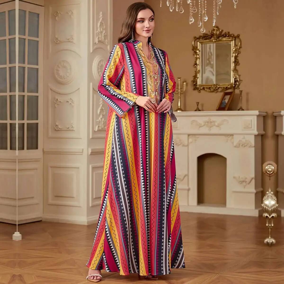 4264 Dubai Muslim Abaya New Fa - Embroidery Yellow Dress avis et prix