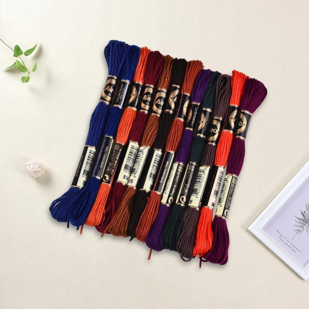 12 Skeins 6 Strands Hand Varie - Embroidery Yarns avis et prix