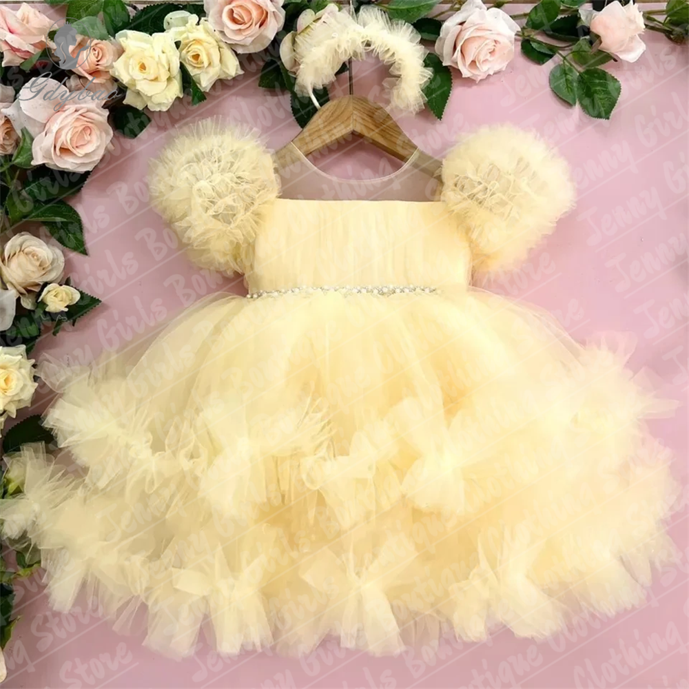 Beautiful Girl Glitter Pearls  - Embroidery Yellow Dress avis et prix