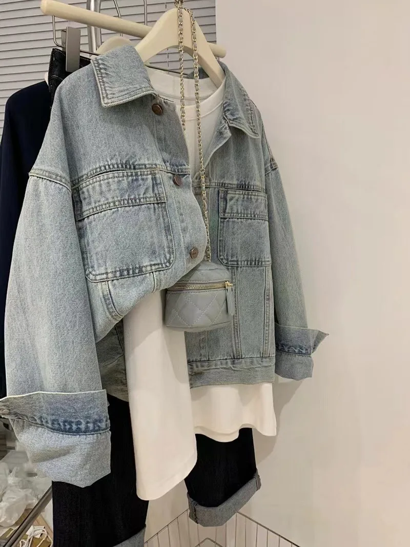 Denim Coat Women Y2k Spring Au - Embroidery Gothic avis et prix
