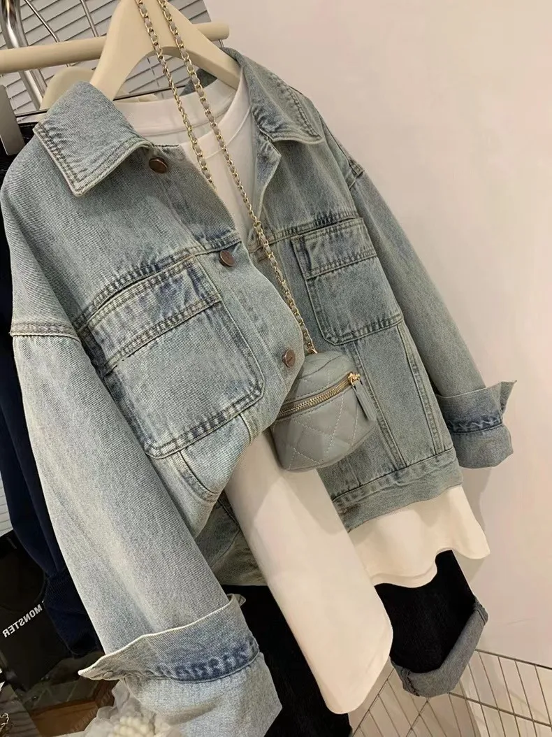 Denim Coat Women Y2k Spring Au - Embroidery Gothic avis et prix