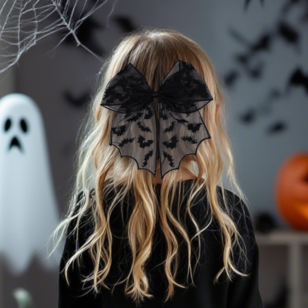 Halloween Bat Bow Hair Clips B - Embroidery Gothic avis et prix