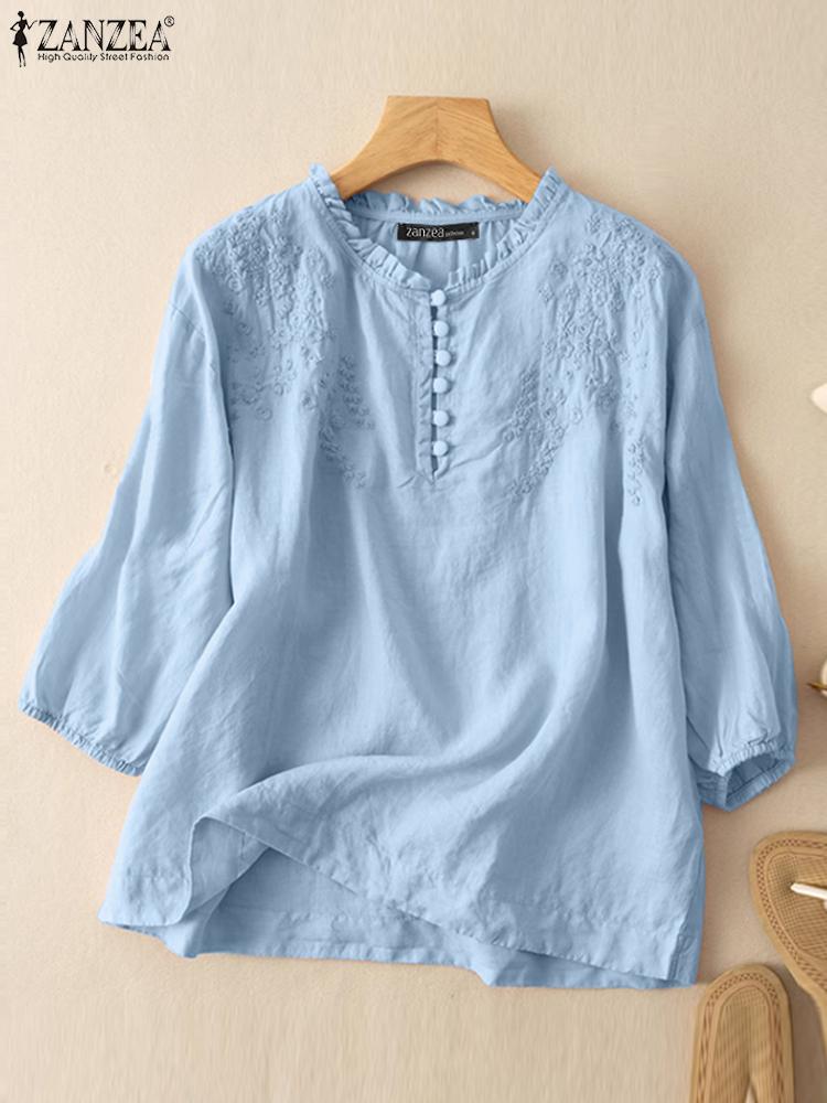 ZANZEA Summer Vintage Shirts E - Embroidery Job avis et prix