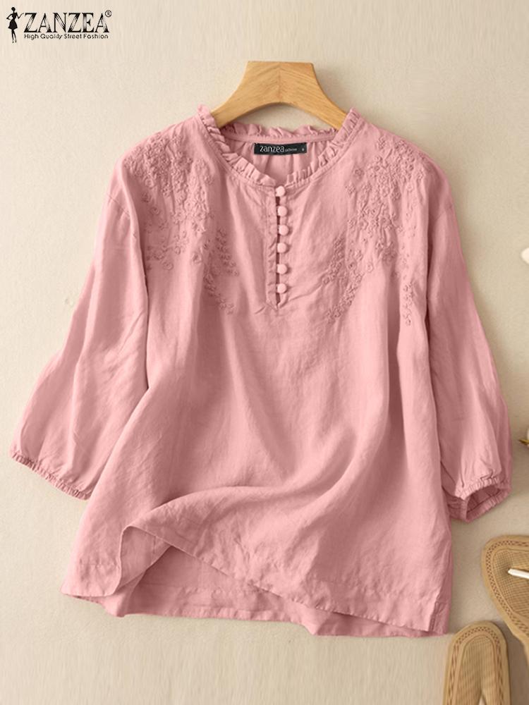 ZANZEA Summer Vintage Shirts E - Embroidery Job avis et prix