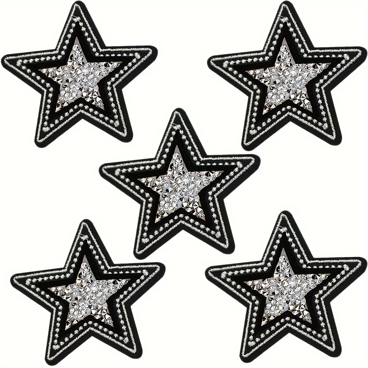 5 PCS Black and White Twinkle  - Embroidery On Jeans avis et prix