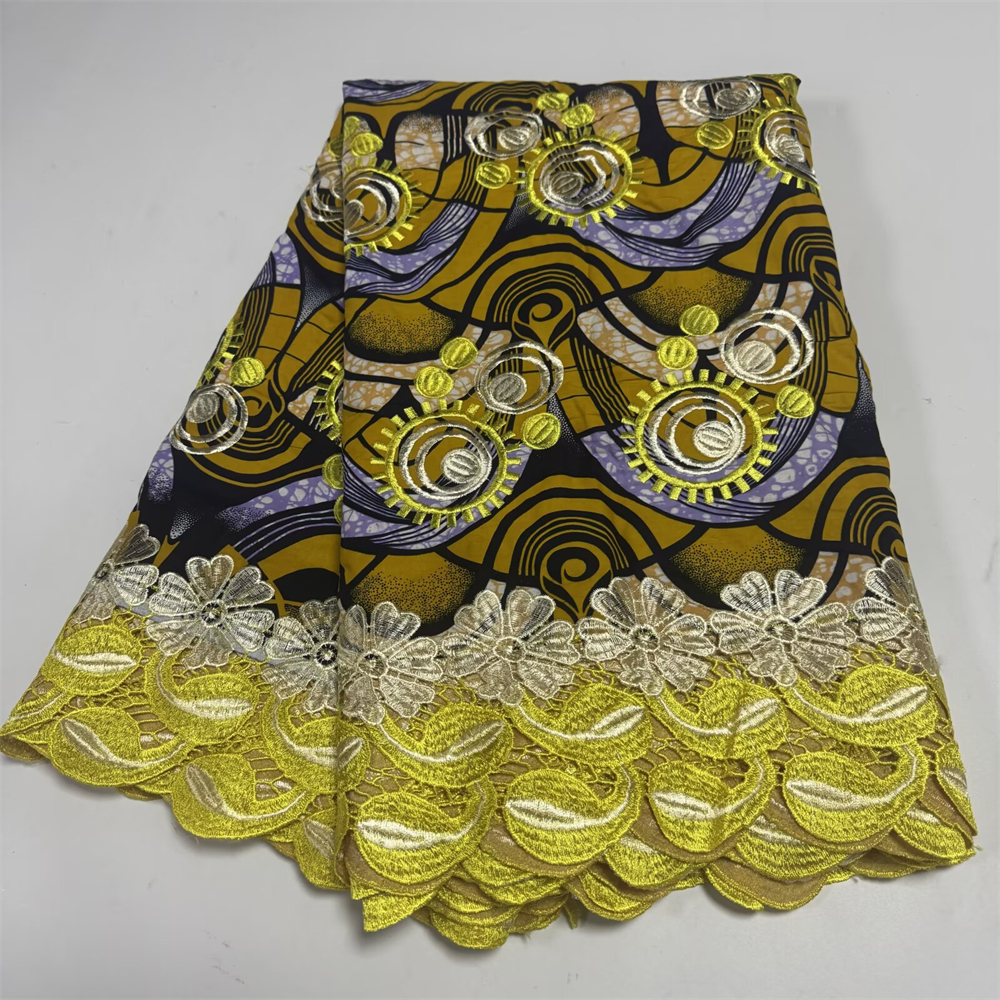 Wax Lace African Fabric French - Embroidery Yellow Dress avis et prix