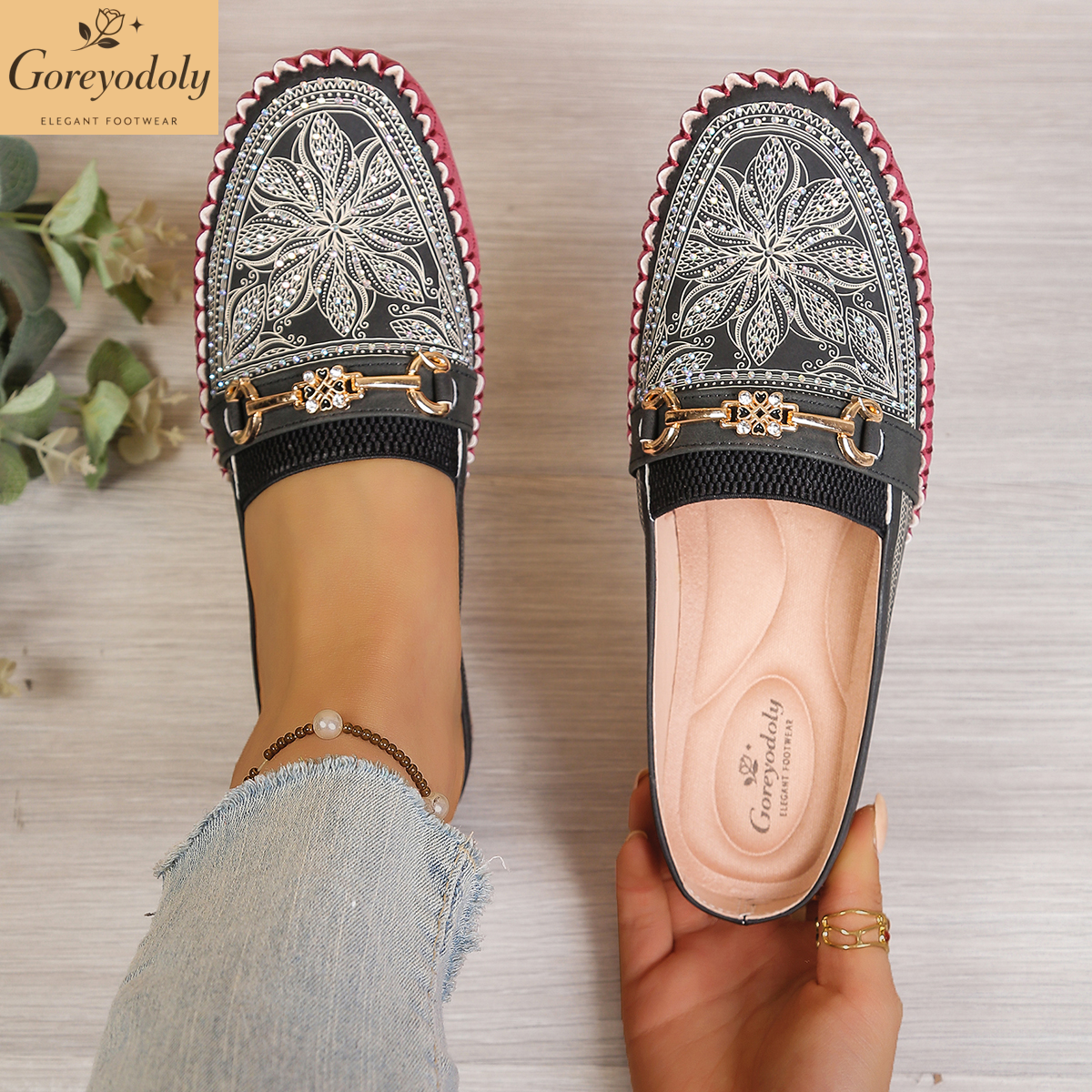 Goreyodoly women mule flats rh - Embroidery Shoes avis et prix