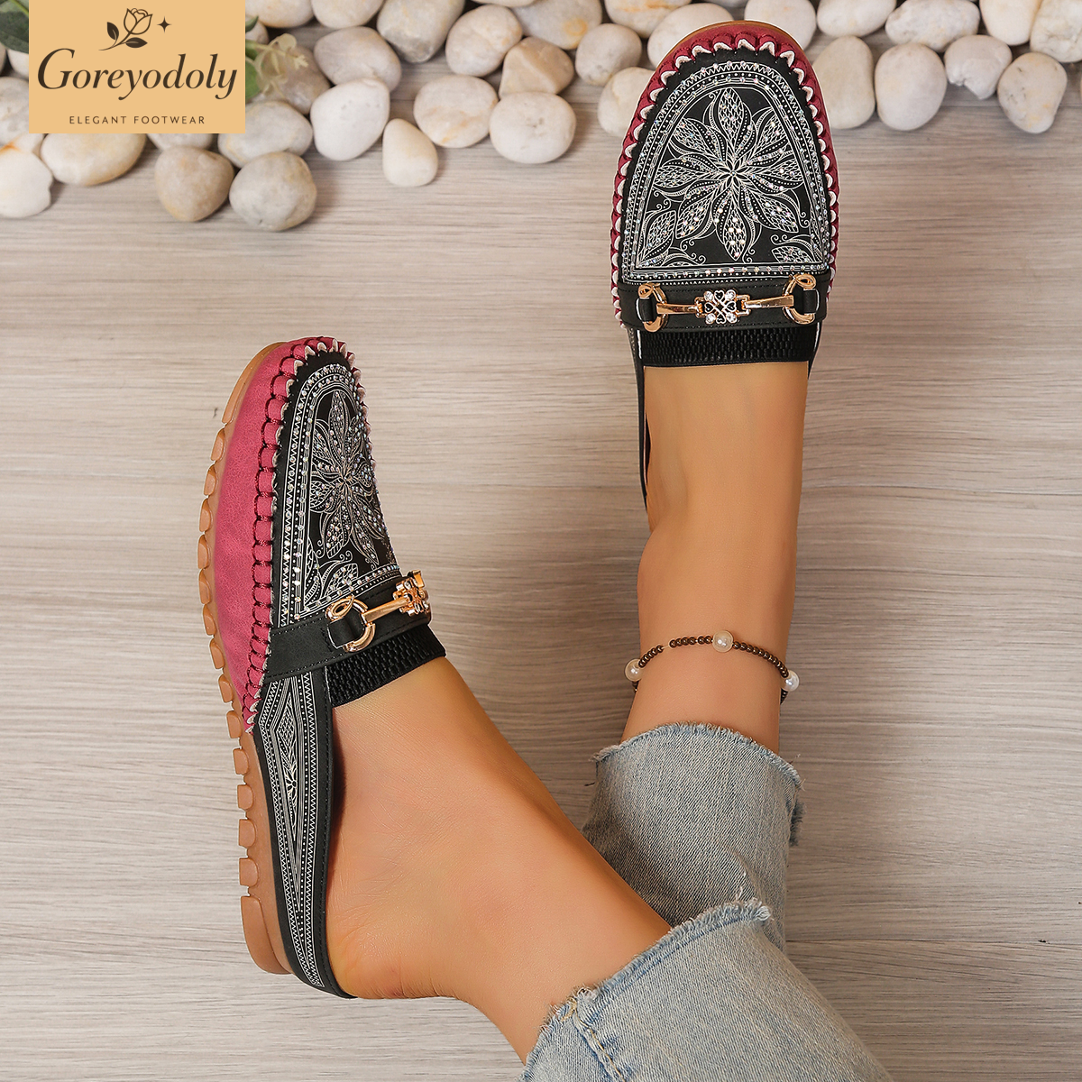 Goreyodoly women mule flats rh - Embroidery Shoes avis et prix