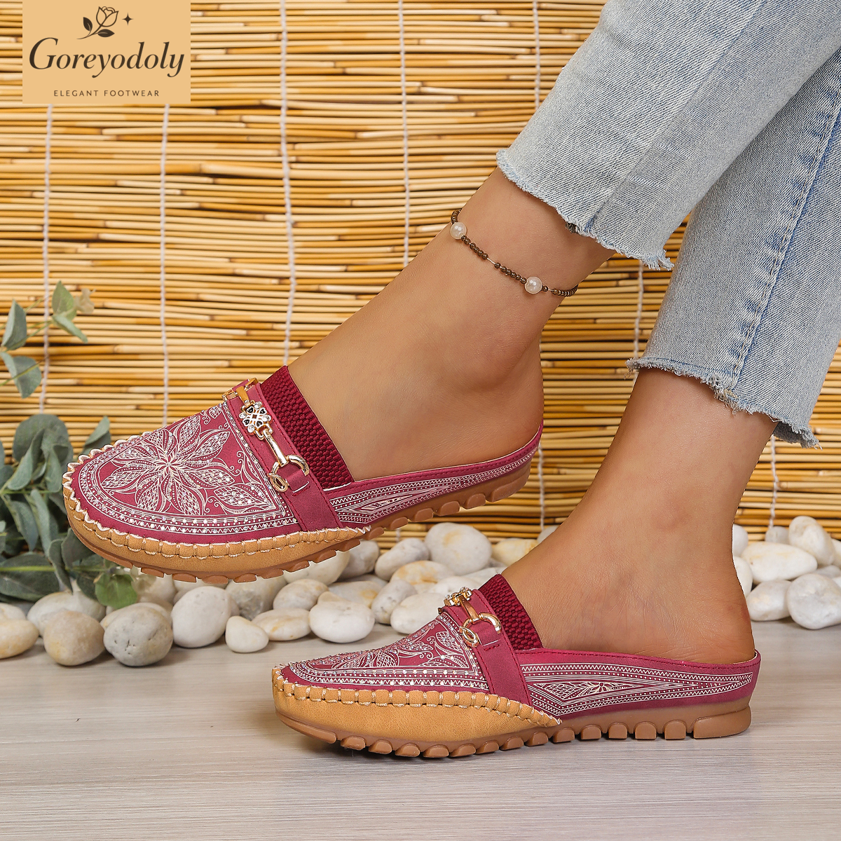 Goreyodoly women mule flats rh - Embroidery Shoes avis et prix