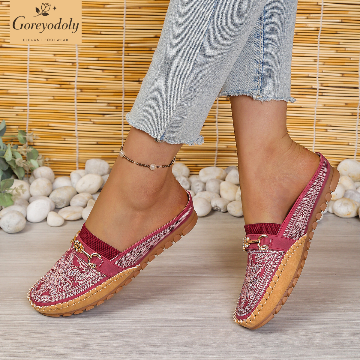Goreyodoly women mule flats rh - Embroidery Shoes avis et prix