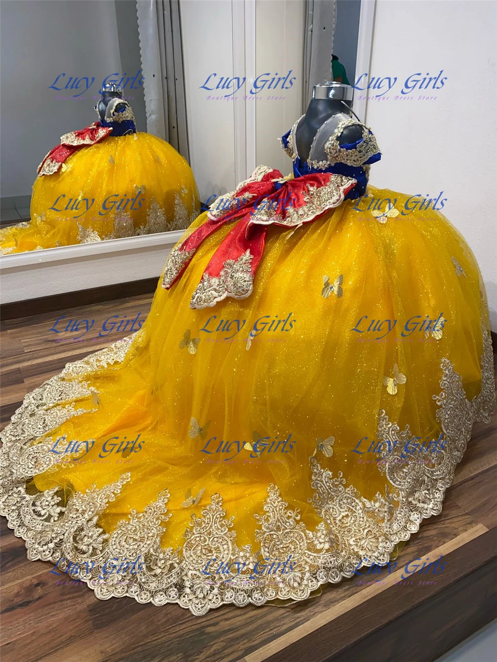 Quality Butterfly Applique Lov - Embroidery Yellow Dress avis et prix