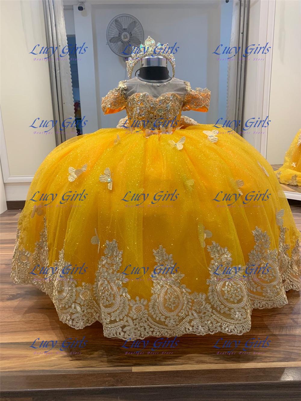 Quality Butterfly Applique Lov - Embroidery Yellow Dress avis et prix
