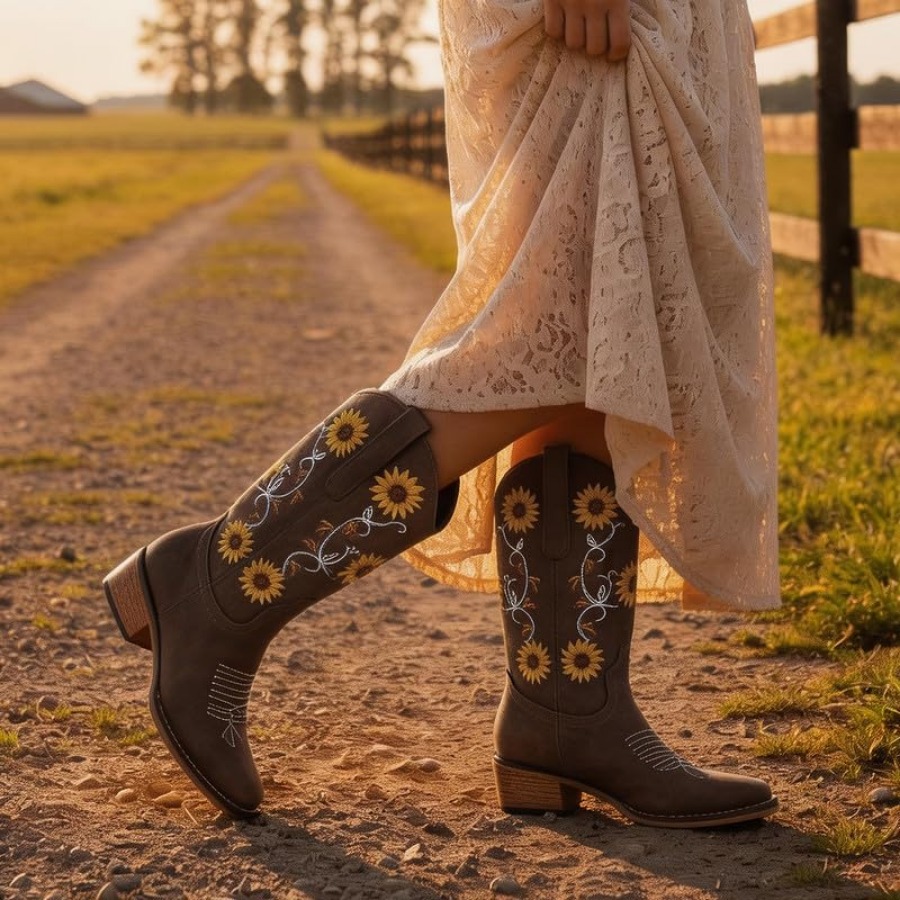 Cowboy Boots for Women Square  - Embroidery Design Free avis et prix