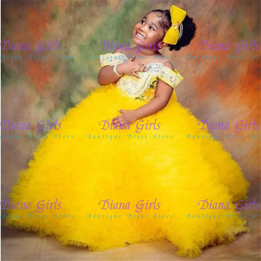 Lovely Yellow Flower Girls Dre - Embroidery Yellow Dress avis et prix