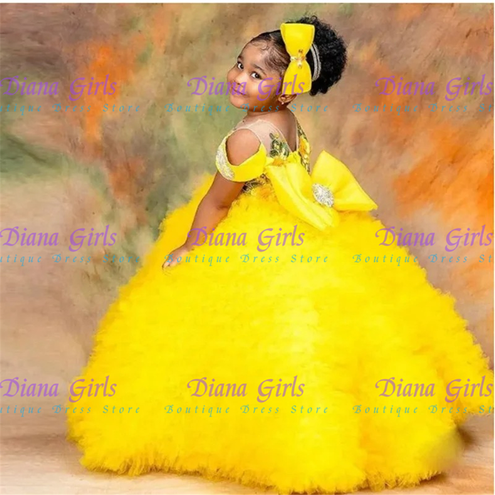 Lovely Yellow Flower Girls Dre - Embroidery Yellow Dress avis et prix