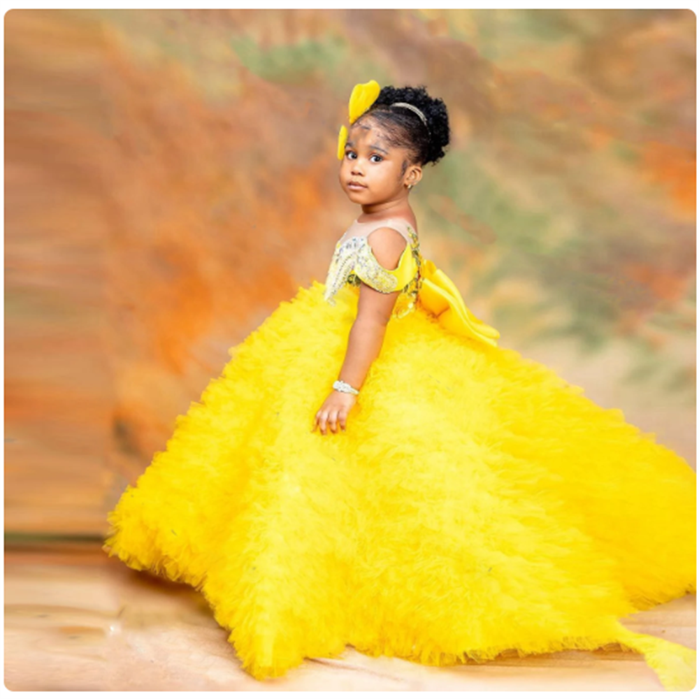 Lovely Yellow Flower Girls Dre - Embroidery Yellow Dress avis et prix
