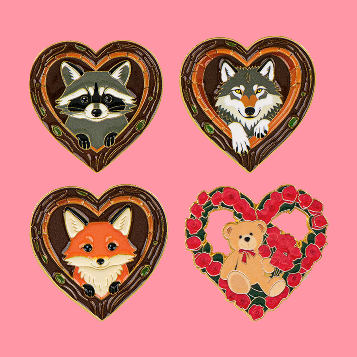 Fox Rose Bear Enamel Pins Anim - Embroidery Textile avis et prix