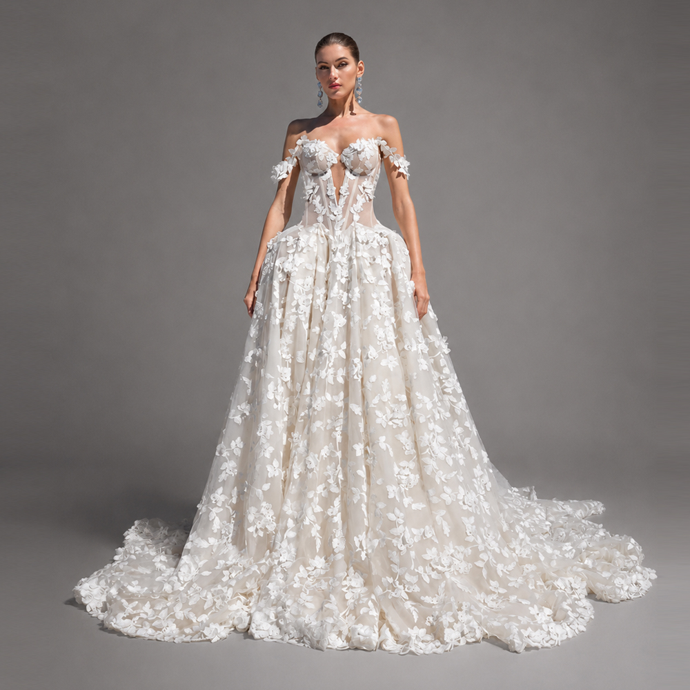 Floral Print Wedding Dresses L - Embroidery Online Designs avis et prix