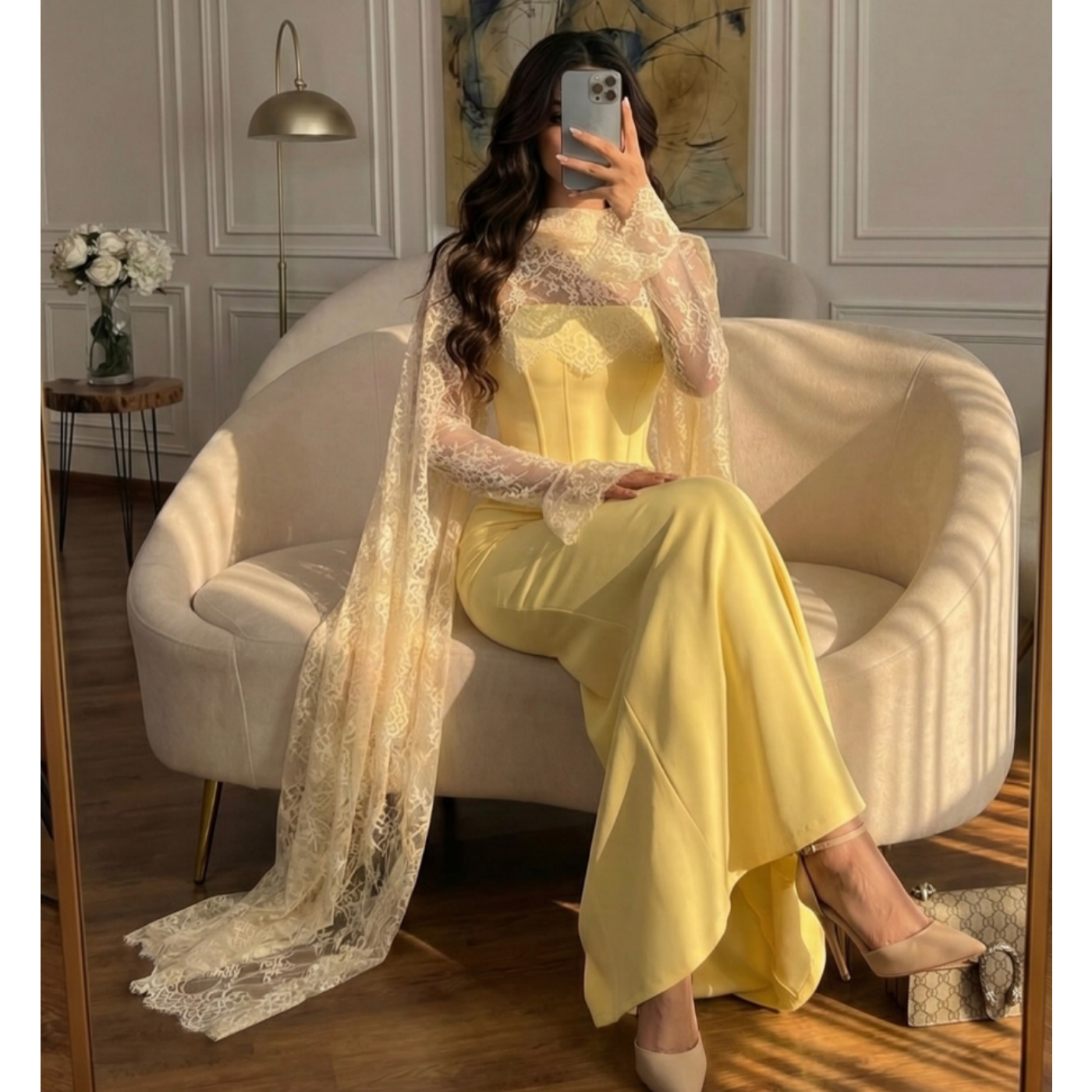 Yellow Lace Elegant Prom Dress - Embroidery Yellow Dress avis et prix