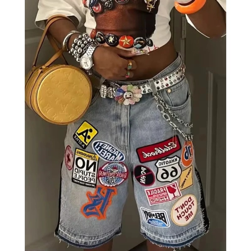 American Retro Denim Shorts Y2 - Embroidery On Jeans avis et prix