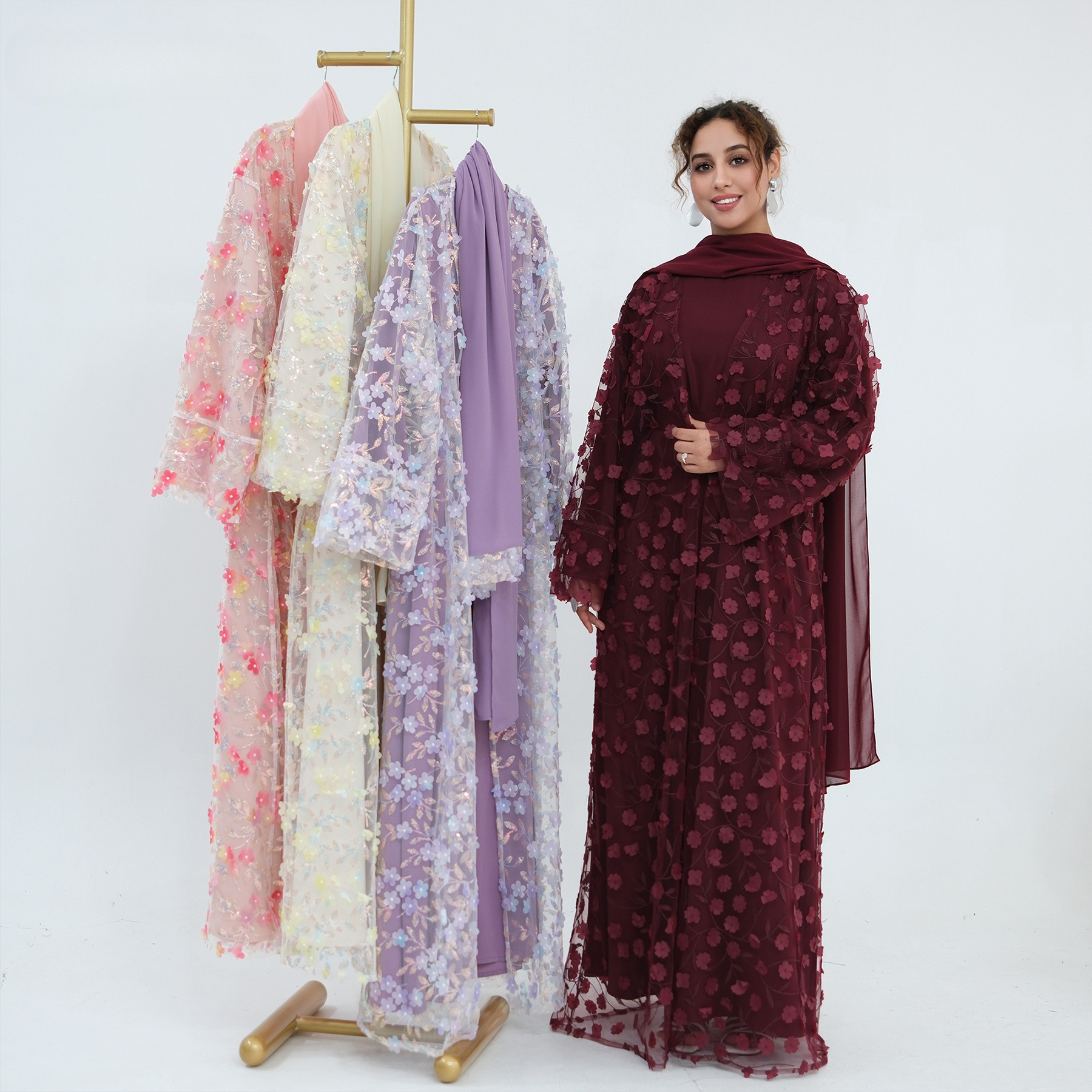 2026 Luxury Abaya EID 3D Flora - Embroidery Hijab avis et prix