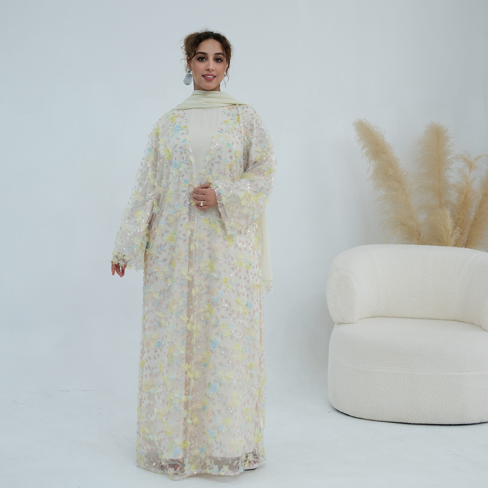 2026 Luxury Abaya EID 3D Flora - Embroidery Hijab avis et prix