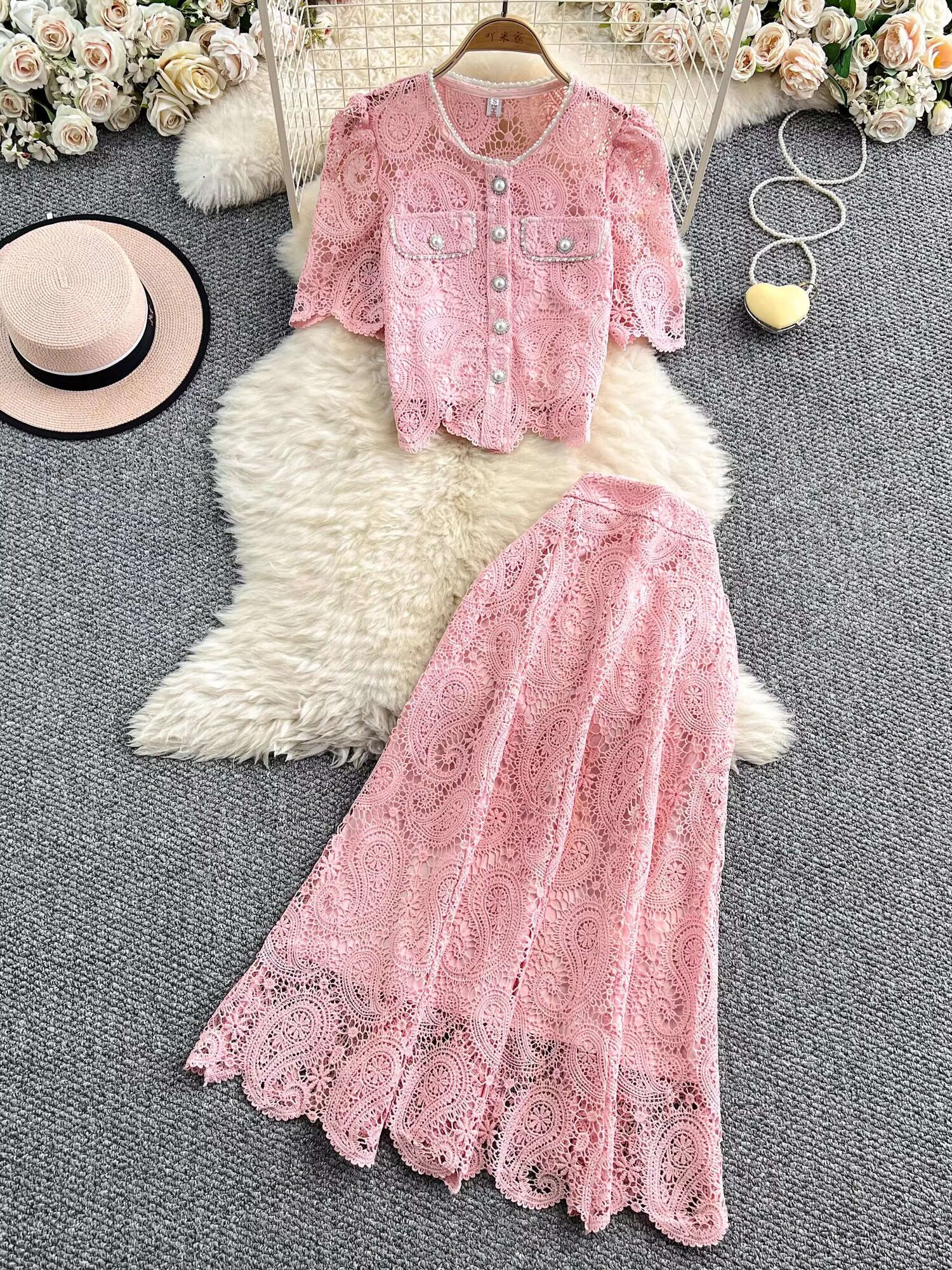 Elegant Pearl Long Dress Suits - Embroidery Uniform avis et prix