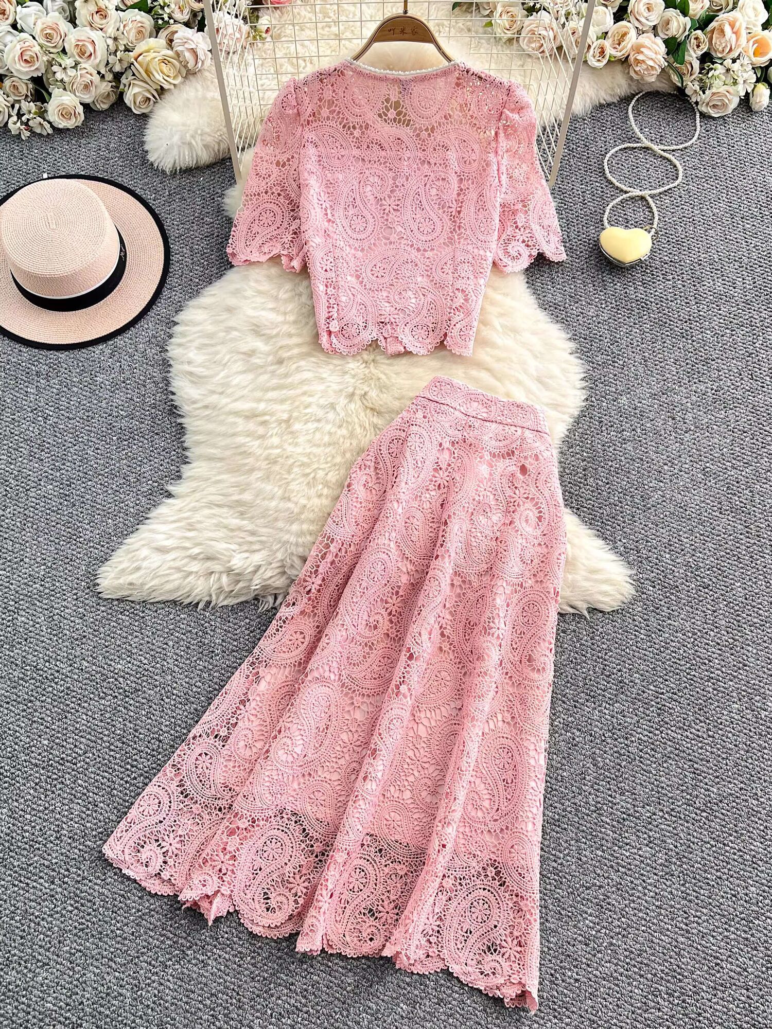 Elegant Pearl Long Dress Suits - Embroidery Uniform avis et prix