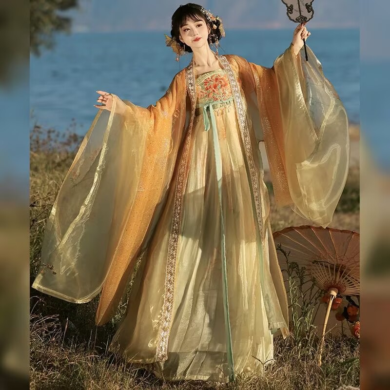 Women's Traditional Chinese Ha - Embroidery Yellow Dress avis et prix