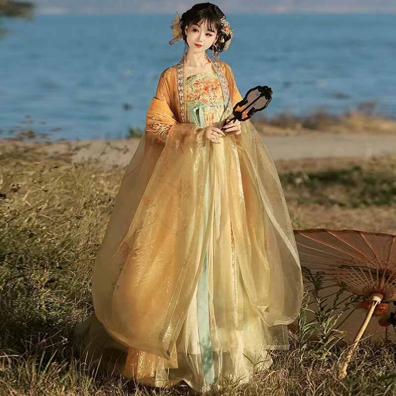 Women's Traditional Chinese Ha - Embroidery Yellow Dress avis et prix