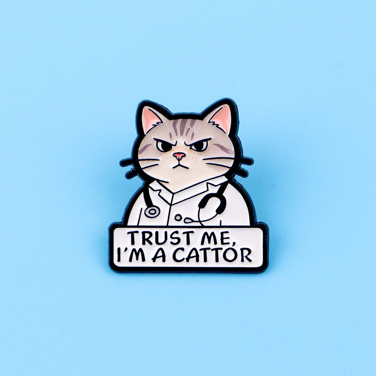 Cute Cat Doctor Enamel Pin Car - Embroidery Illustration avis et prix