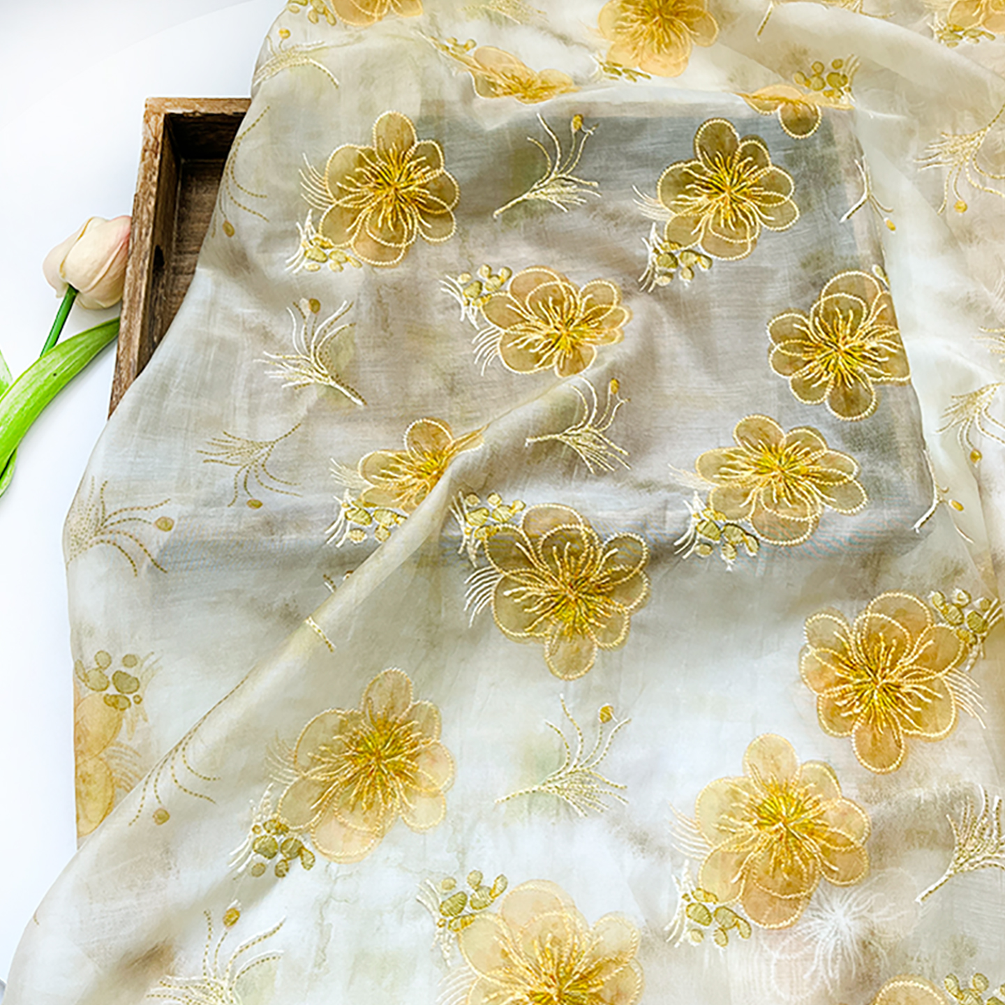 Digital Printing Embroidery Fa - Embroidery Yellow Dress avis et prix