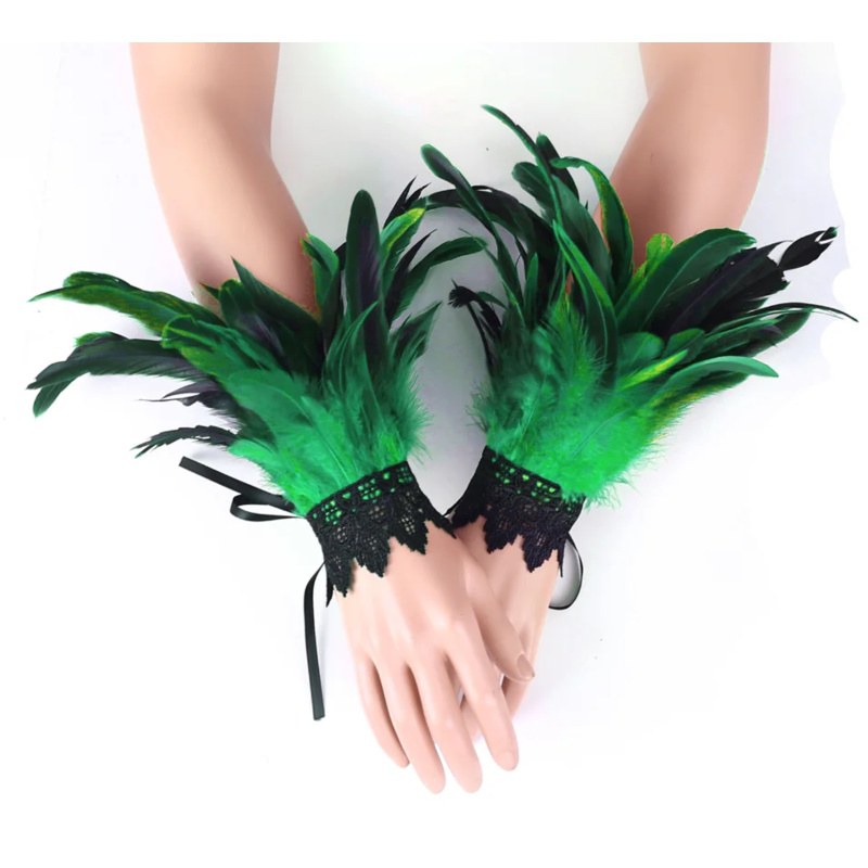 Feather Cuffs Mesh Sleeve Long - Embroidery Gothic avis et prix