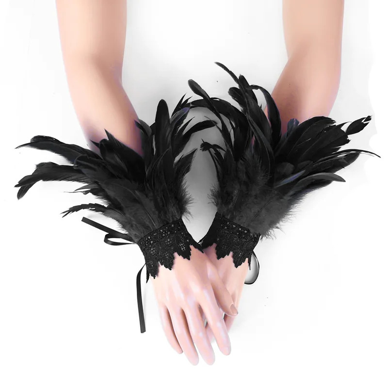 Feather Cuffs Mesh Sleeve Long - Embroidery Gothic avis et prix
