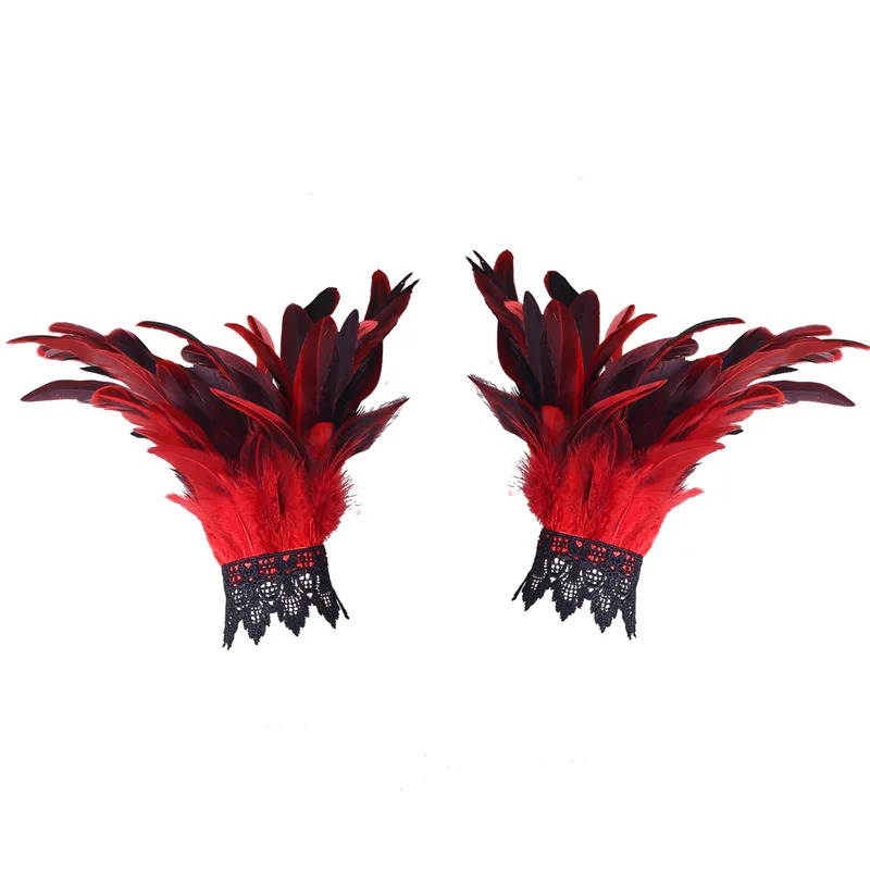 Feather Cuffs Mesh Sleeve Long - Embroidery Gothic avis et prix
