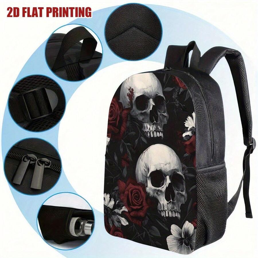 Gothic Skull Floral Backpack B - Embroidery Gothic avis et prix