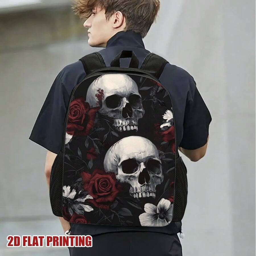 Gothic Skull Floral Backpack B - Embroidery Gothic avis et prix