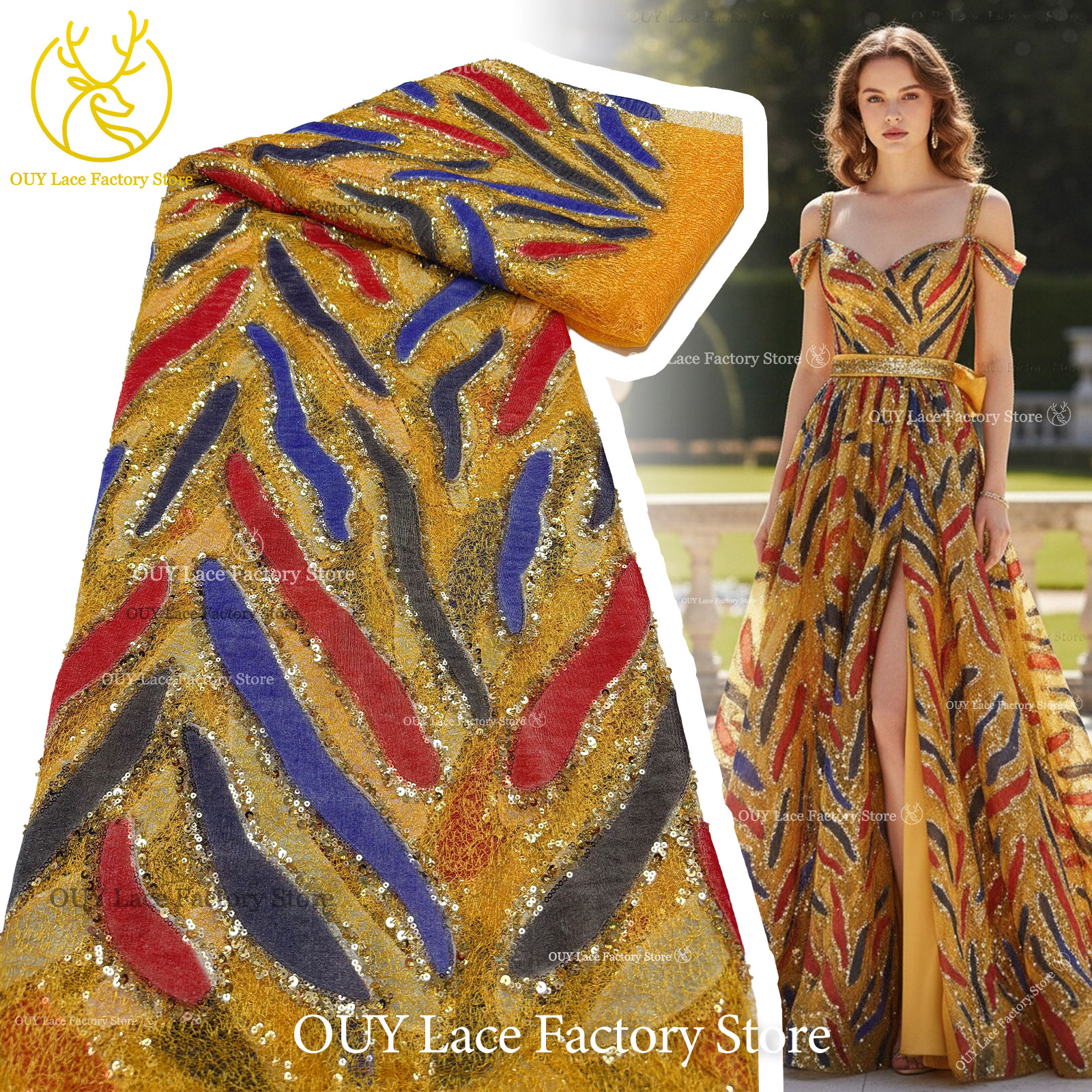 Golden Yellow French Tulle Emb - Embroidery Yellow Dress avis et prix