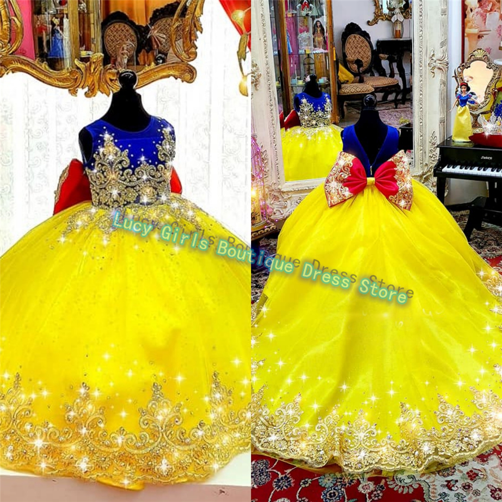 Luxuriously Yellow Flower Girl - Embroidery Yellow Dress avis et prix